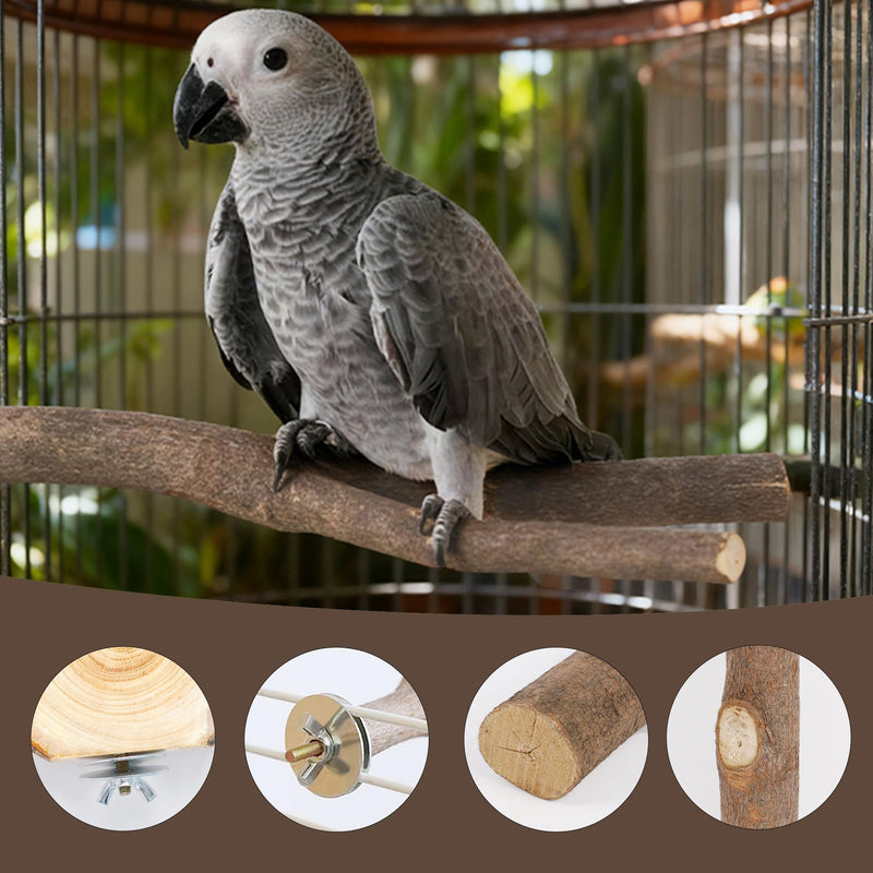 6 PCS Bird Perch Set, Natural Birch Wood Straight & Forked Perches with Platforms for Parakeets, Cockatiels, Conures, Lovebirds - Cage Accessories for Climbing & Exercise BMU6