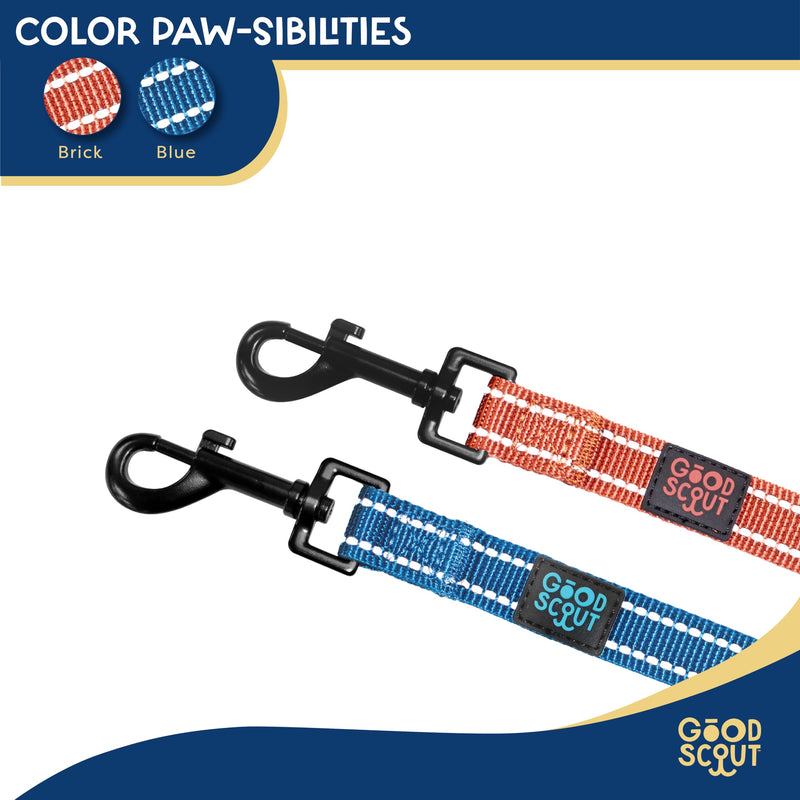 Good Scout 5' Heavy Duty Dog Leash for Small Dogs, Durable Walking & Training Leash for Puppies & Adult Dogs, D-Ring for Waste Bag Storage, Brick - PawsPlanet Australia