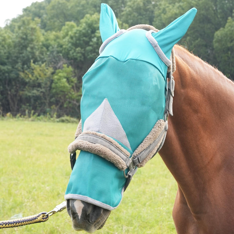 Horse Fly Mask with Ears - UV Protection, Breathable Mesh, Soft Edging for Comfort, Adjustable Fit for Horses & Ponies - Stops Flies, Bugs & Sun Bleaching, Size L
