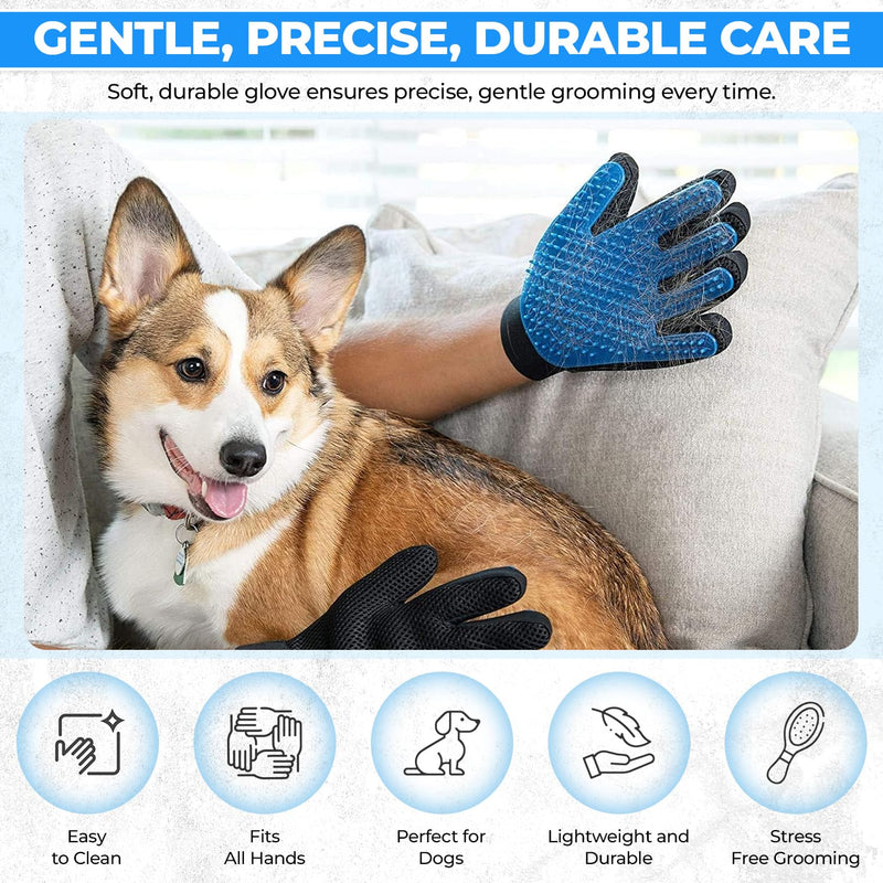 Pet Grooming Glove- pet washing Glove For Bathing-Pet Hair Remover glove For Cleaning Upgrade Grooming Brush For Long and Short fur- Efficient Washing Glove For Dogs & Cats -1 Pack [Right-Hand] Blue - PawsPlanet Australia