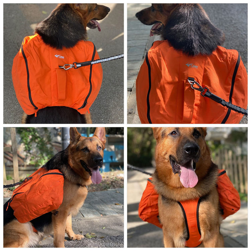 Dog Backpack for Hiking, Multifunctional Dog Day Pack Zippered Travel Dog Saddle Bag Outdoor Hiking Backpack with 2 Capacious Side Pockets for Small Medium Large Dogs Orange XS XS (chest 18-23 inch) - PawsPlanet Australia