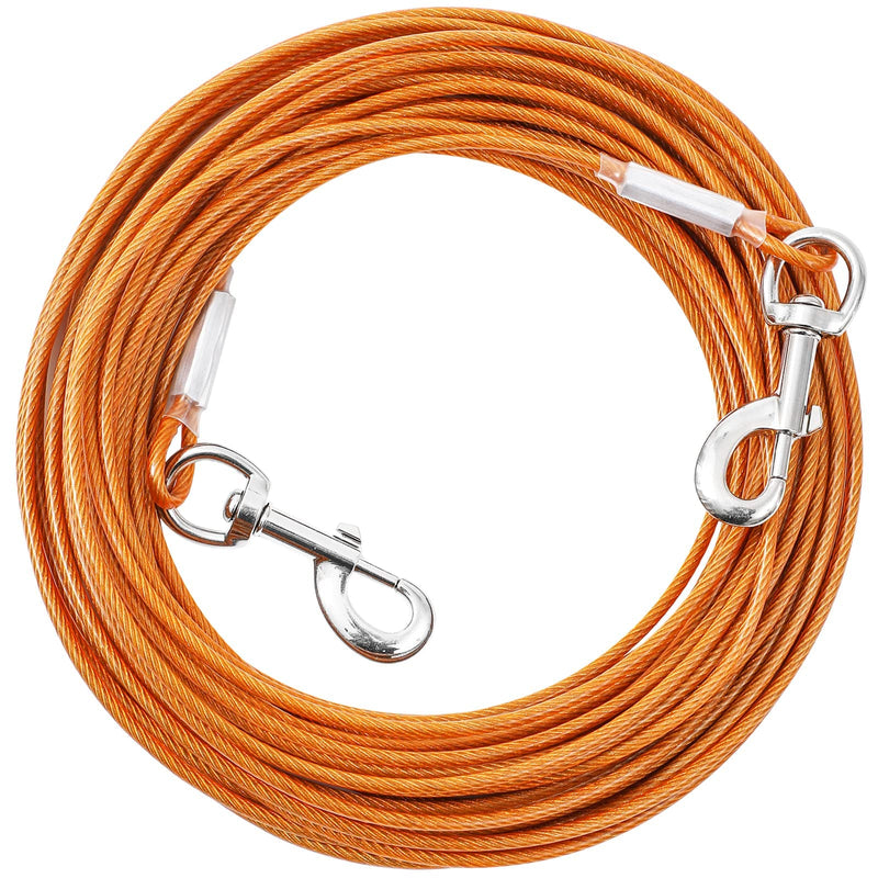 Tie Out Cable for Dogs, 20/30/50/100FT Dog Leads for Yard Chew Proof, Heavy Duty Dog Tie Out Cable for Large Dogs Up to 250lbs, Durable Dog Runner Tether Line for Outdoor, Yard and Camping Orange 120Ibs 20ft - PawsPlanet Australia