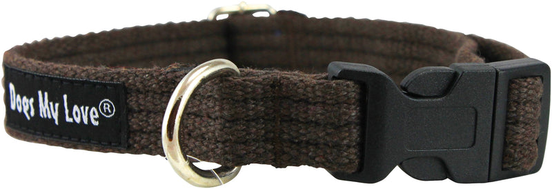 Cotton Web Adjustable Dog Collar 4 Sizes Brown (Medium: Neck: 14"-19"; Width: 3/4") Medium: Neck: 14"-19"; Width: 3/4" - PawsPlanet Australia