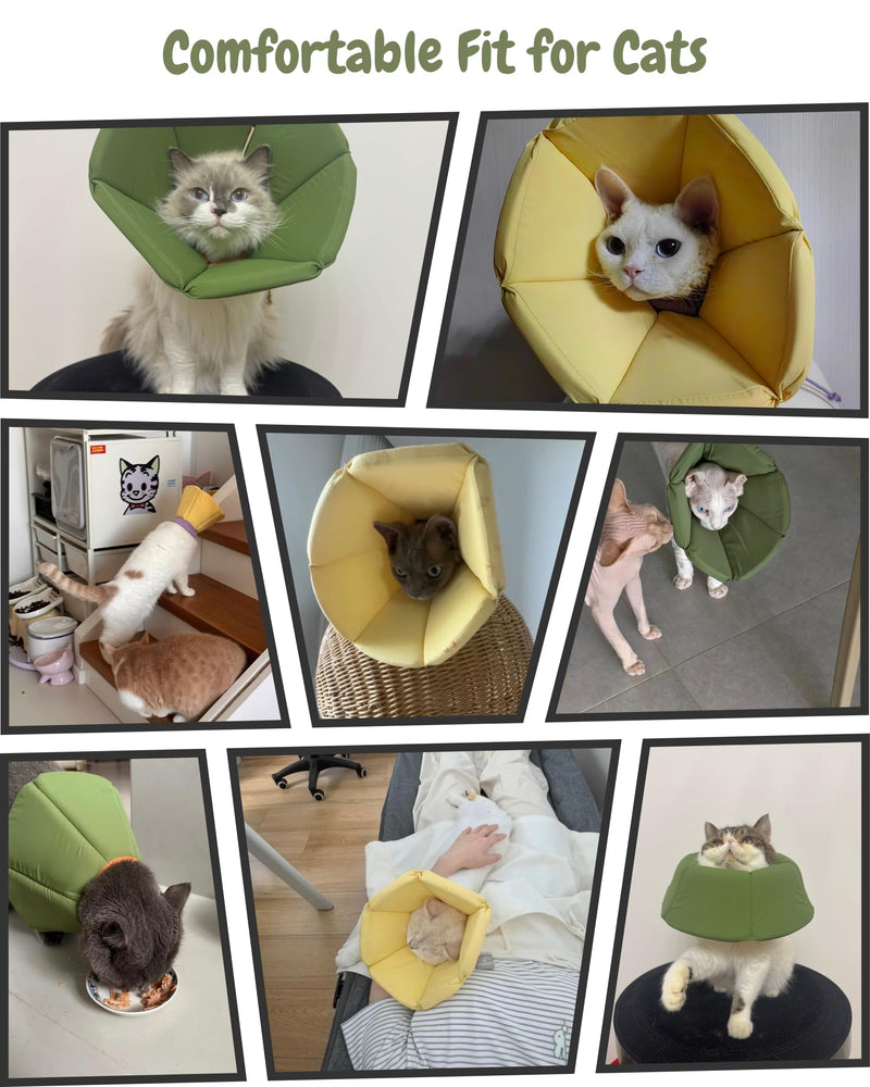 Lightweight Cat Cone Collar, Waterproof Soft Recovery E-Collar for Cats & Small Dogs, Adjustable Protective Elizabethan Collar to Prevent Licking & Biting, Easy-Clean Quick-Dry Design, Green XL Size X-Large