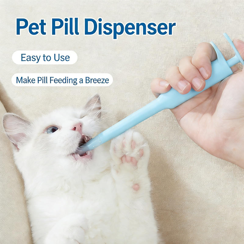 2 Pack Pet Pill Popper for Cats Dogs, Reusable Medicine Feeder with Soft Tip, Ergonomic Tablet Dispenser for Small Animals (Pink and Blue)