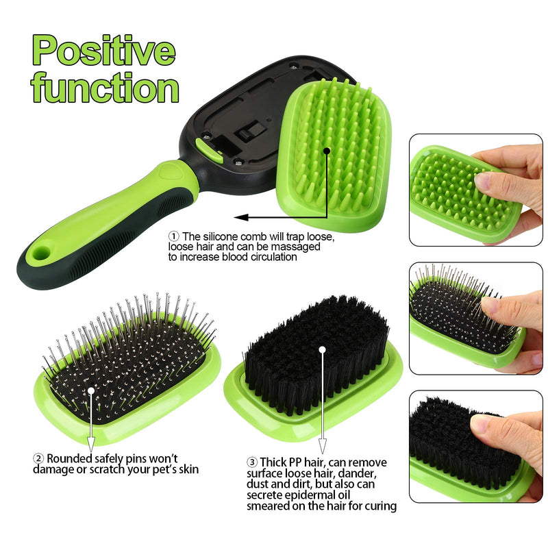 Ownpets 5 in 1 Pet Brush Set, Pet Grooming Shedding Massage Combs for Long Short Hair Dogs & Cats, Removes Undercoat, Dander, Dirt & Improves Circulation