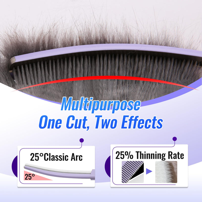 Professional Curved Thinning Shears Dog Grooming Scissors 6.5'' Macarone Series Purple Curve Thinner Scissors for Grooming Small Dogs Pet 48 Teeth Japan 440C(Curved Thinner,6.5) 6.5 in Curved Thinners Macaron Purple - PawsPlanet Australia
