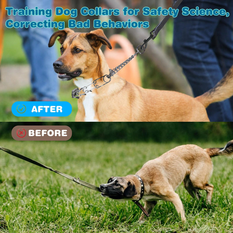 Prong Collar for Dogs,Dog Training Collar with One Professional Training Leash,Adjustable Pinch Collar with Quick Release Metal Buckle, No Pull Choke Collar for Small Medium Large Dogs（Silver, M/L） M/L (Neck：16″-22″，3mm ) - PawsPlanet Australia