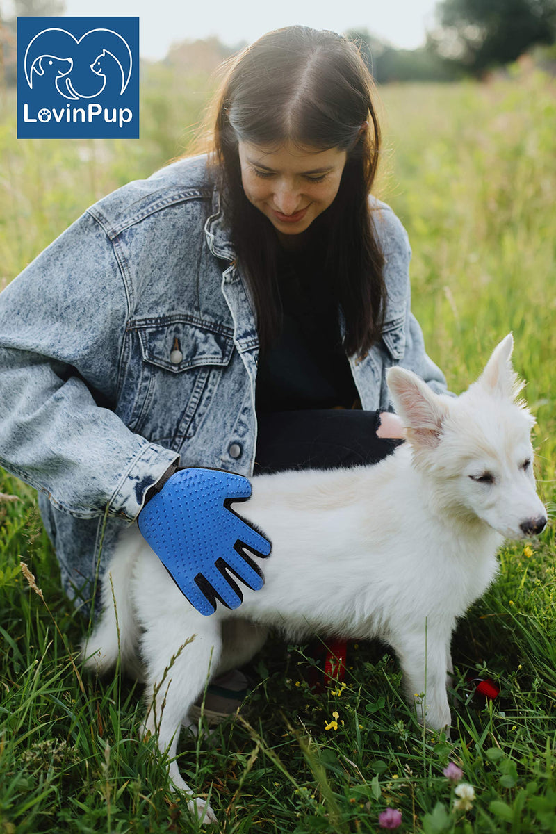 Pet Grooming Gloves for Dogs & Cats – 255 Silicone Bristles for Deep & Gentle Deshedding – Machine Washable w/Velcro Straps – One-Size Pair of Pet Hair Removal Glove for Long & Short Hair
