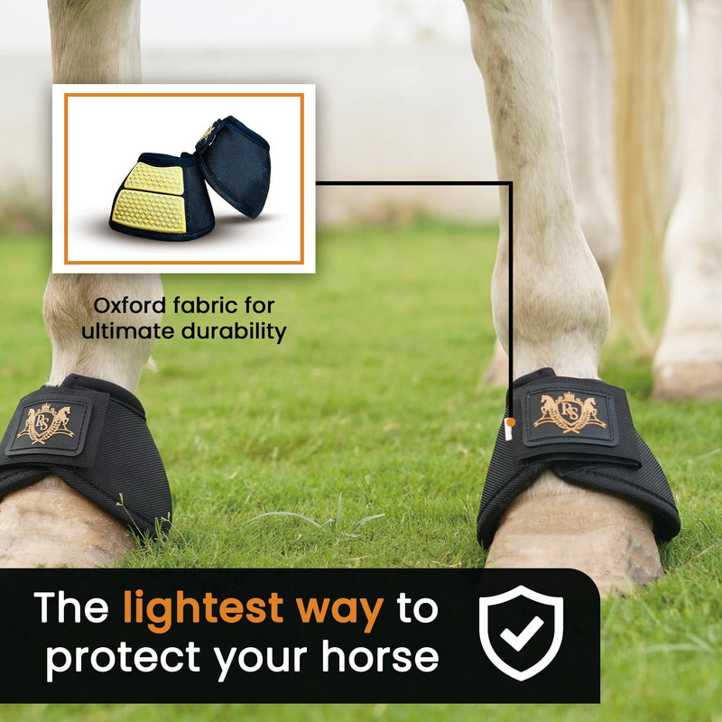 Bell Boots | Prevent Horses from Injury | Professional Bell Boots for Horses with Superb Protection, Durability, Comfort, Relaxable & Lightweight Large GoldLine Black - PawsPlanet Australia