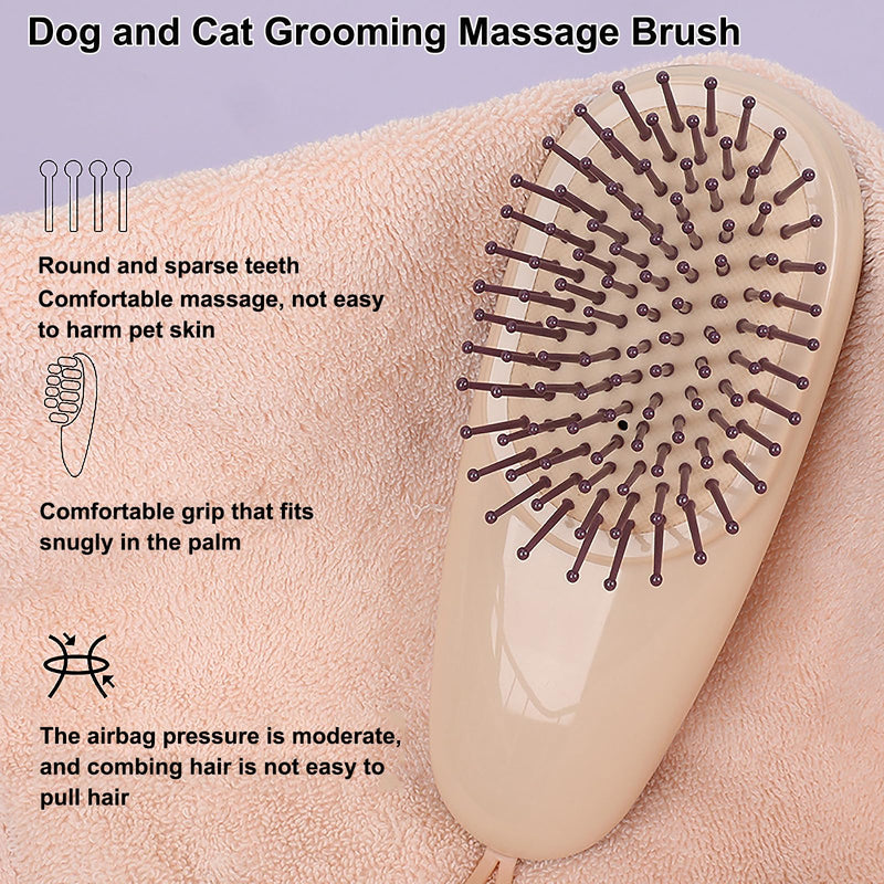 Cat Dog Grooming Brush, Air Cushion Massage Comb Hair Removal Comb for Short and Long Haired Pets Massage Tool Reduces Shedding Brush, Wine red - PawsPlanet Australia