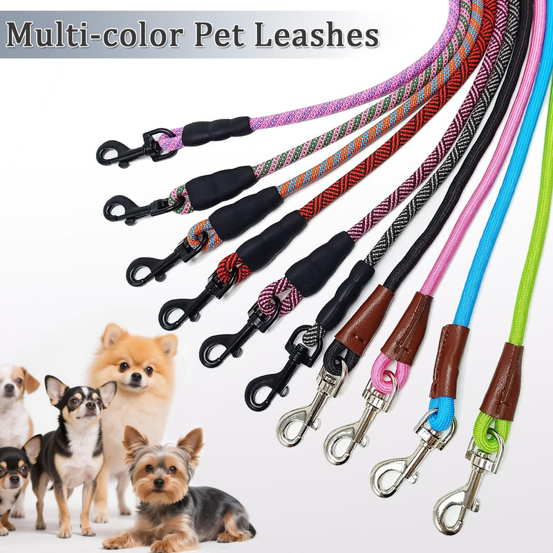 WYuZe 5ft Puppy/Dog Leash for Small Dogs, 1/4" Thin Rope Leash with Easy to Use Hook, Lightweight Cat Leashes for Chihuahua/Yorkie/Tiny Breed, 10 Colors, Black Pink 5 FT (3~18 lbs) - PawsPlanet Australia