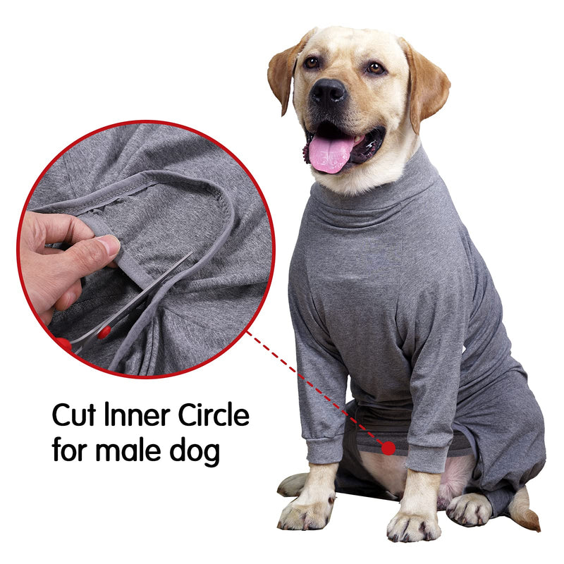 Dog Recovery Suit Abdominal Wound After Surgery Wear Prevent Licking Wounds E-Collar & Cone Alternatives Postoperative Shirt Dog Pajamas Long Sleeve Prevent Shedding (Large, Grey) Large (Pack of 1)