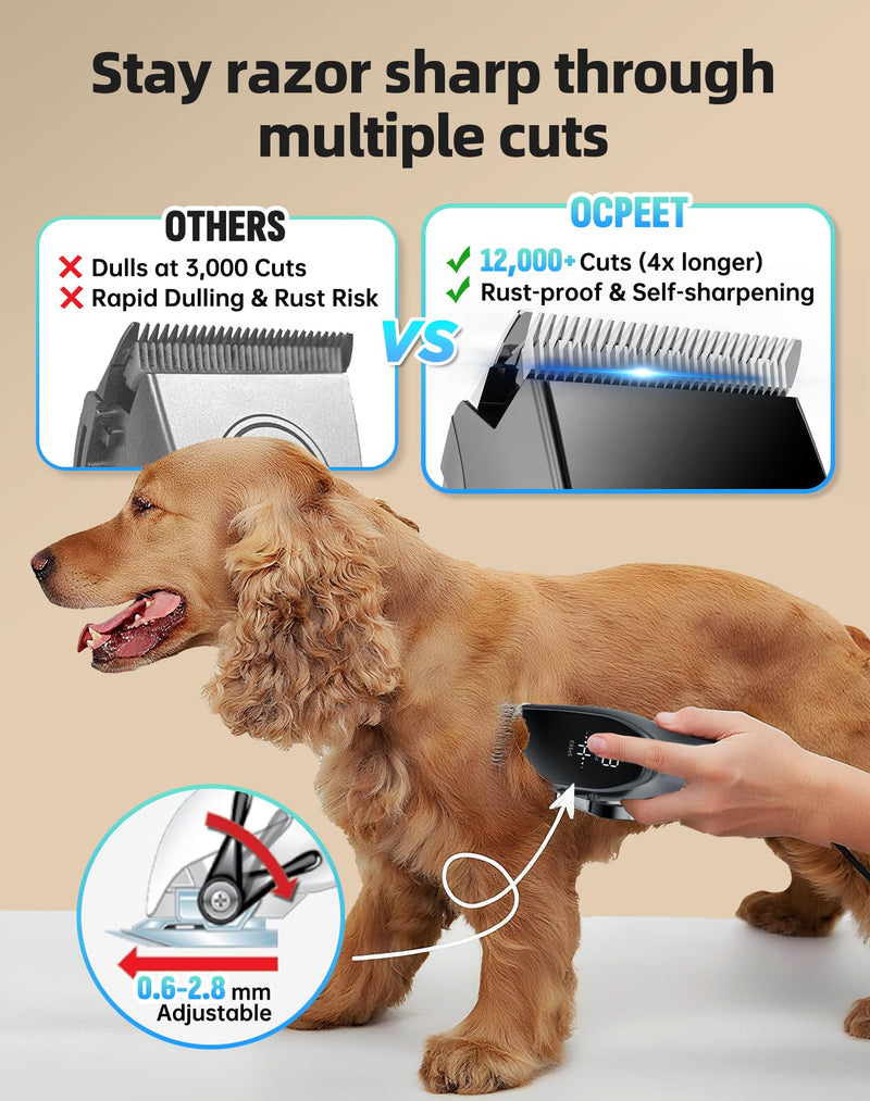 Dog Grooming Kit Low Noise，Cordless 4 in 1 Dog Clippers for Grooming Rechargeable Pet Cat Trimmer with 2 Speed,6 Guards,Scissors,Comb for Small Medium Large Pets Dogs Cats Thick Hair Cutting (Pewter) 🟫🟫🟫whisper-quiet Pewter🟫🟫🟫 - PawsPlanet Australia