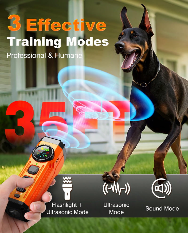 Dog Bark Deterrent Devices, 2025 Upgraded 3X Sonic Emitters Anti Barking Device for Own Or Neighbor's Dog, Safe & Effective Portable Ultrasonic Dog Bark Shield Rechargeable Dog Barking Silencer Orange - PawsPlanet Australia