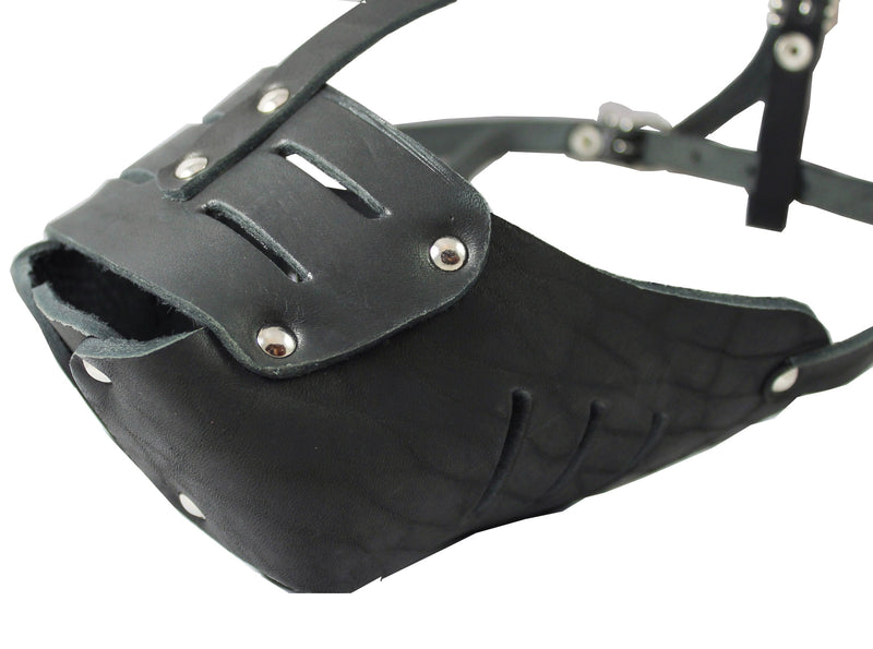Dogs My Love Real Leather Cage Basket Secure Dog Muzzle #130 Black - Rottweiler, Boxer (Circumference 13.5", Snout Length 3.5")