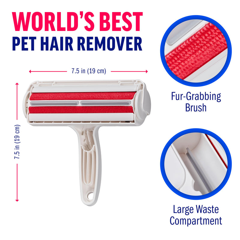Chom Chom Roller Pet Hair Remover and Reusable Lint Roller - ChomChom Cat and Dog Hair Remover for Furniture, Couch, Carpet, Clothing and Bedding - Portable, Multi-Surface Fur Removal Tool White - PawsPlanet Australia
