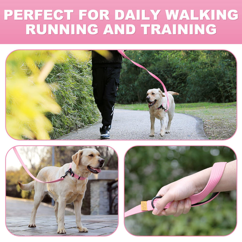 lynxking Dog Training Leash Double Handle Dog Leash Heavy Duty 6ft Webbing 2 Padded Handles Leash Long Reflective Safety Walking Lead for Small Medium Large Dogs Medium-3/4"x 6' Pink - PawsPlanet Australia