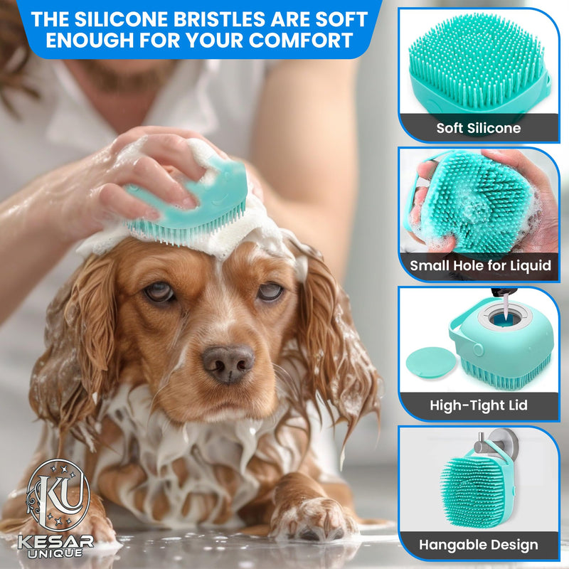 8Pcs Grooming Kit for Dog Cat & Horse|Dog Bathing Supplies|Dog Grooming Brush|Dog Bath Brush for Short & Long Hair|Dog Scrubber Brush for Bath |Dog Shampoo Brush|Dog Cleaning Gloves(sky blue) - PawsPlanet Australia