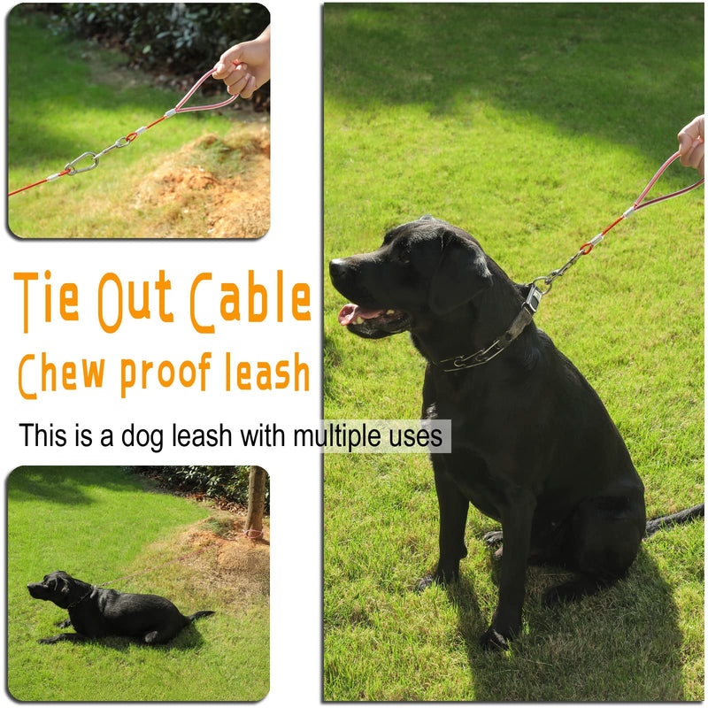 Chew Proof Dog Leash,5Ft Tie Out Cable with Detachable Short Handle,Cable Braided Cord Steel Training Dog Leash for Teething Puppies Small Medium and Large Dogs 5 FT Purple - PawsPlanet Australia