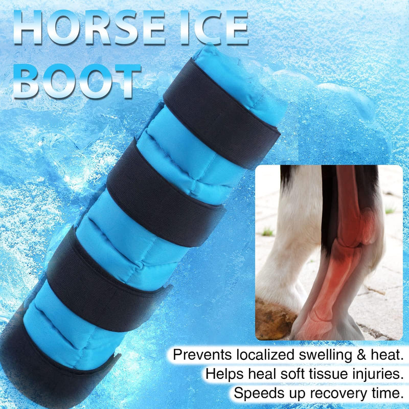 Harrison Howard Ice Boot for Horse Cool Gel Pack Leg Wrap for Treating Full Leg, Knee, Hock Injuries Reusable Ice Cooling Therapy, Universal Size Blue