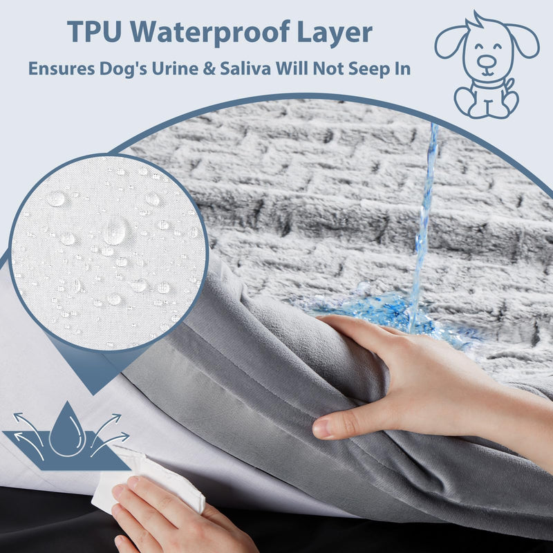 WNPETHOME XL Extra Large Dog Bed, Washable Dog Couch with Removable Waterproof Cover, Orthopedic Large Pet Sofa Bed with Bolster Sides for Sleeping Grey X-L (41x28x7in) - PawsPlanet Australia