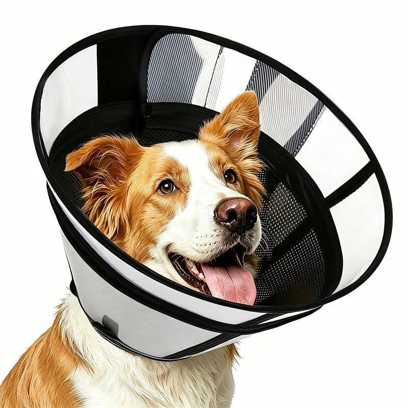 Upgraded Dog Cone Collar for Dogs After Surgery, Soft Transparent Pet Recovery Collar for Large Medium Small Dogs, Depth Adjustable Dog Cone Collar, Elizabethan Collar (XS, Black) XS (Neck: 9.06-10.24")