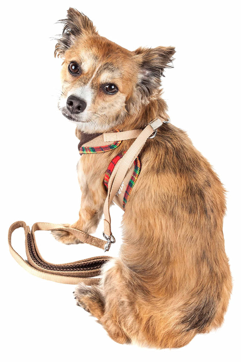 Pet Life ® Luxe Collection Dapperbone 2-in-1 Adjustable Fashion Dog Harness and Leash with Dog Bowtie by Collar - Pet Harness with Reversible Breathable Mesh and Alloy Dog Leash attachments X-small Brown - PawsPlanet Australia
