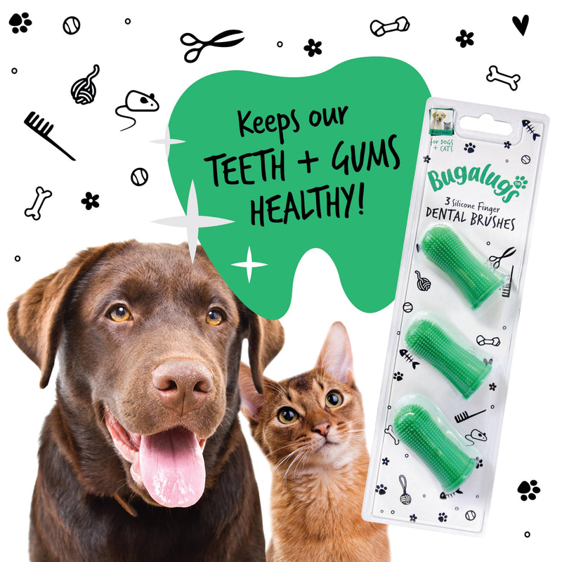 Bugalugs Dog Finger Toothbrush with 360 Degree Bristles- Teeth Cleaning Products Toothbrush & Cat Toothbrush Plaque Remover for Dogs use with Dog Toothpaste & Cat Toothpaste