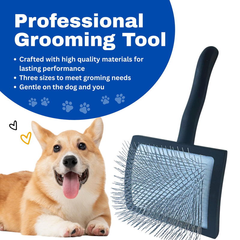 Pet Slicker Brush – Long Pin Grooming Tool for Dogs & Cats – Wooden Handle, Tangle & Shedding Remover – Black - PawsPlanet Australia