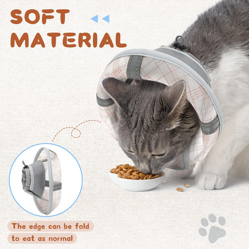 Supet Cat Cone Collar Soft, Air Mesh Cat Recovery Cone to Stop Licking, Breathable Cat Neck Cone Alternative for Small Kitten Cats, Lightweight Cat Head Cone Anti Scratch (S) S Orange