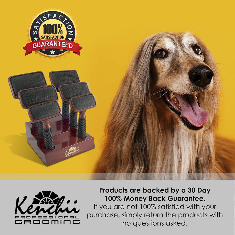 Kenchii Pet Grooming Slicker Brush for Dogs and Cats | Dog and Cat Brush for Shedding | Solid Wood, Non Slip Grip Dematting and Undercoat Brush for Long or Short Haired Pets | Size Large - PawsPlanet Australia