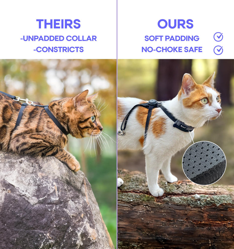 Push-Button Adjustable Harness for Cats, Escape-Proof, Non-Bulky, Anti-Flop Over, Fully Adjustable Harness for Pets, Also for Small Dogs, Bunnys, and Ferrets for Leash Walking (Medium) Medium - PawsPlanet Australia