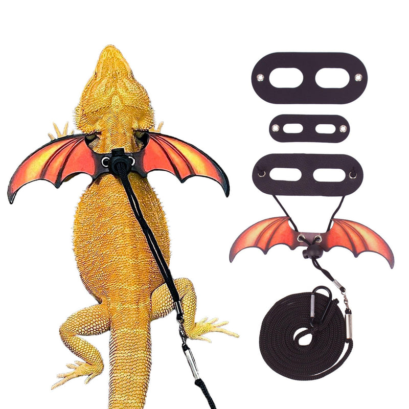 ADOGGYGO Bearded Dragon Lizard Leash Harness - Adjustable Cool Leather Wing Lizard Reptile Harness Leash for Bearded Dragon Lizard Reptiles (Orange)