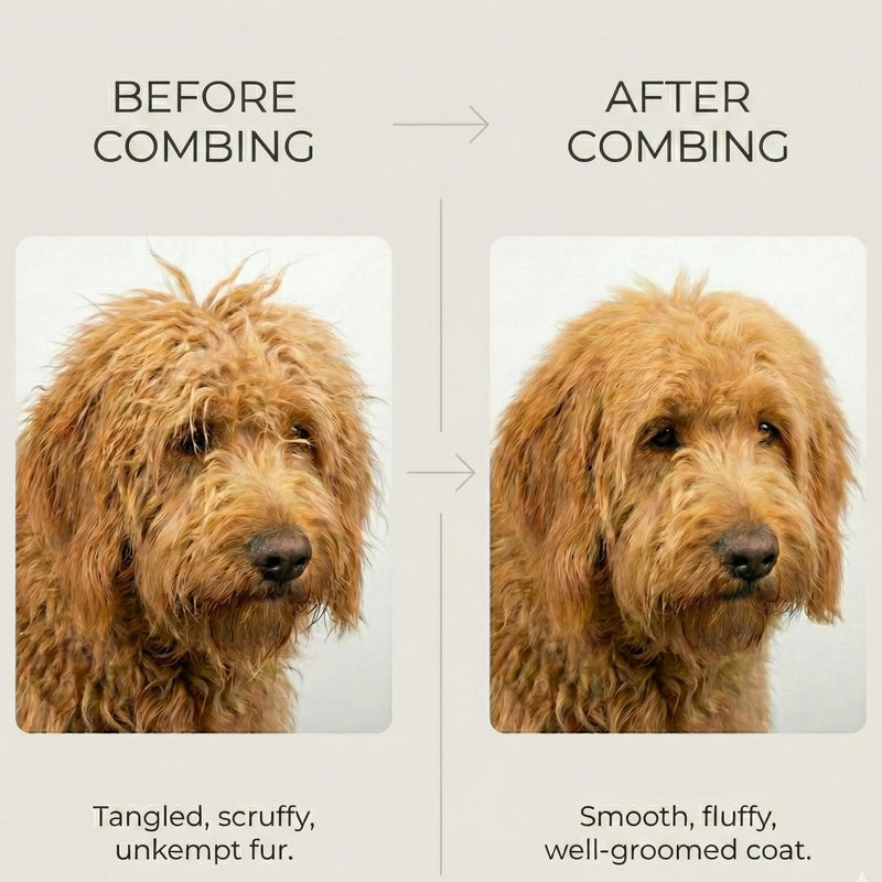 Freshly Bailey Metal Comb for Dogs - Greyhound Comb for Grooming Poodle, Doodle, Goldendoodle - Dog Comb with Dual Teeth for Curly & Wavy Coats