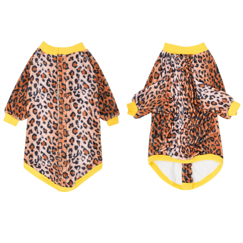 LovinPet Pet Jackets for Large Dogs - Lightweight Warm Pet Coats, Skin-Friendly Flannel Fabric Clothes for Pitbull, Loquat Rough Leopard Prints, Warm Dog Clothes for Pitbull Breeds,Brown 2XL - PawsPlanet Australia