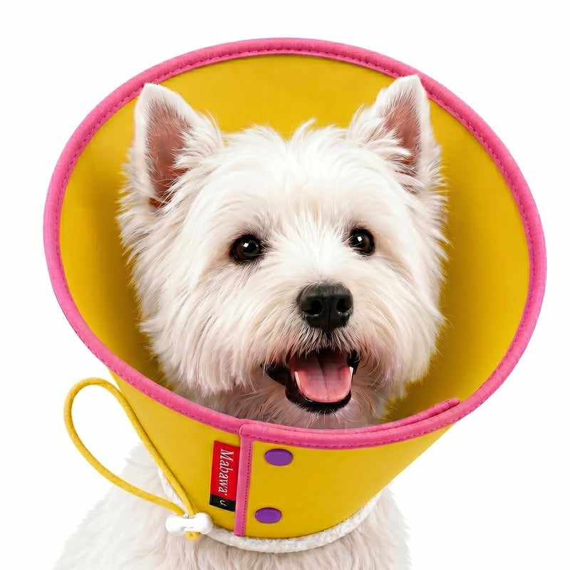 Soft Dog Cone Collar for Dogs & Cats, Adjustable Elizabethan Recovery Collar, Lightweight EPE Material, Post-Surgery Wound Protection (Yellow, M) Yellow