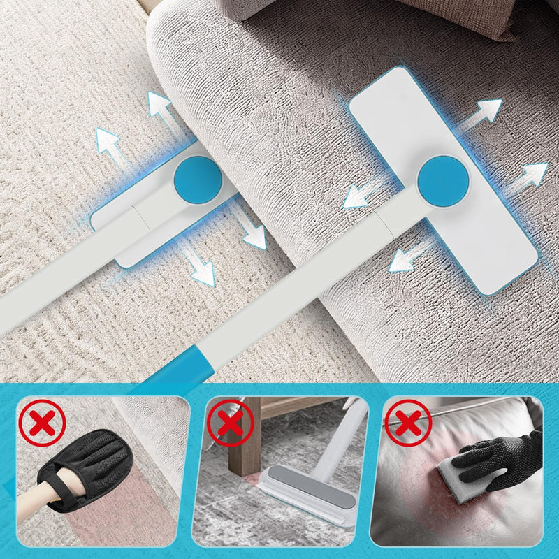 2-in-1 Pet Hair Remover Roller & Brush - Furniture Carpet Rake and Silicone Pet Grooming Brush with Extendable Handle, Adhesive Hook for Easy Storage | Dog Cat Hair Removal Tool for Home Car Cleaning - PawsPlanet Australia
