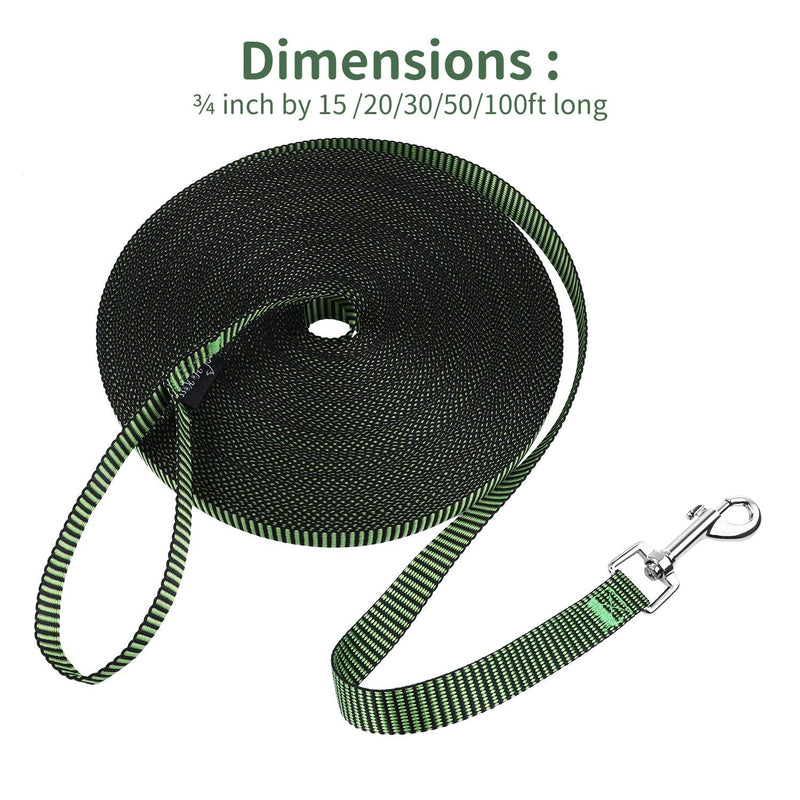 Hi Kiss Dog/Puppy Obedience Recall Training Agility Lead - 15ft 20ft 30ft 50ft 100ft Training Leash - Great for Training, Play, Camping, or Backyard(100ft,Black_Green) 100 Feet S4.black_green - PawsPlanet Australia