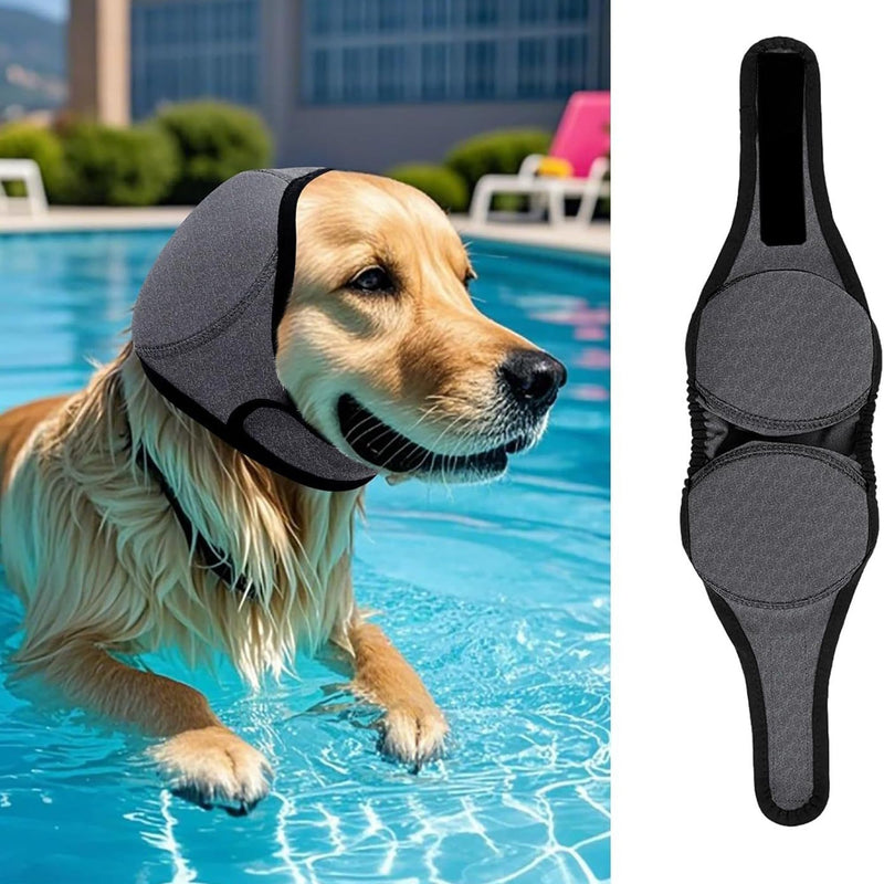 Dog Noise Cancelling Headphones, Waterproof Dog Earmuffs, Calming Ear Band for Dogs, Bathing, Fireworks, Swimming(Grey, M)