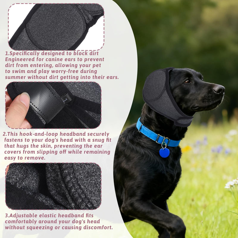 InnoHHustle Dog Ears Cover, Noise Protection Cover Waterproof Snoods Adjustable Dog Ear Muffs Dogs Quiet Calming Hood Ear Head Wrap for Noise, Bath, Grooming, Anxiety Relief (Gray, Large)