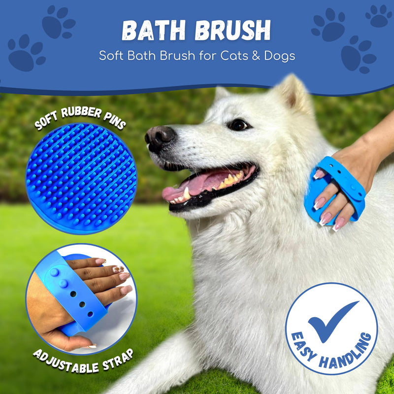 Complete Dog Brush set, 5-in-1 Grooming kit with Slicker Brush, Rubber Massage Brush, Nail Clipper, File, and Undercoat Rake. - PawsPlanet Australia