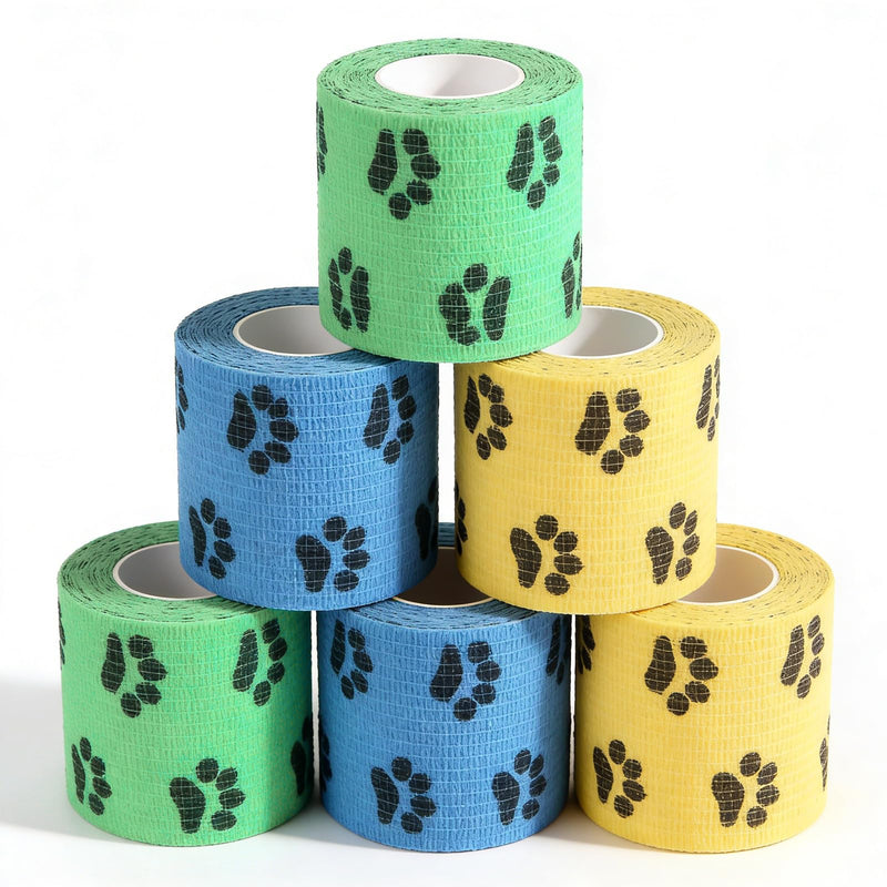 6pcs Vet Wraps, 2" Self Adhesive Bandage Wrapsfor Dogs Bitter Bandage Wrap for Dogs Wound Wrap (2 Inch x 5 Yards Claw)