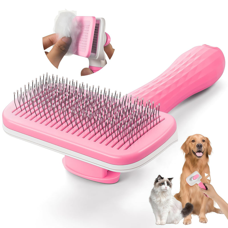 1 PCS Pet Grooming Brush One Click Hair Removal Deshedding Brush for Dogs & Cats,Tangle-Free Detangling Comb with Massage Tips & Pins, Gentle Shedding Tool for Long/Short Hair (Blue) Blue