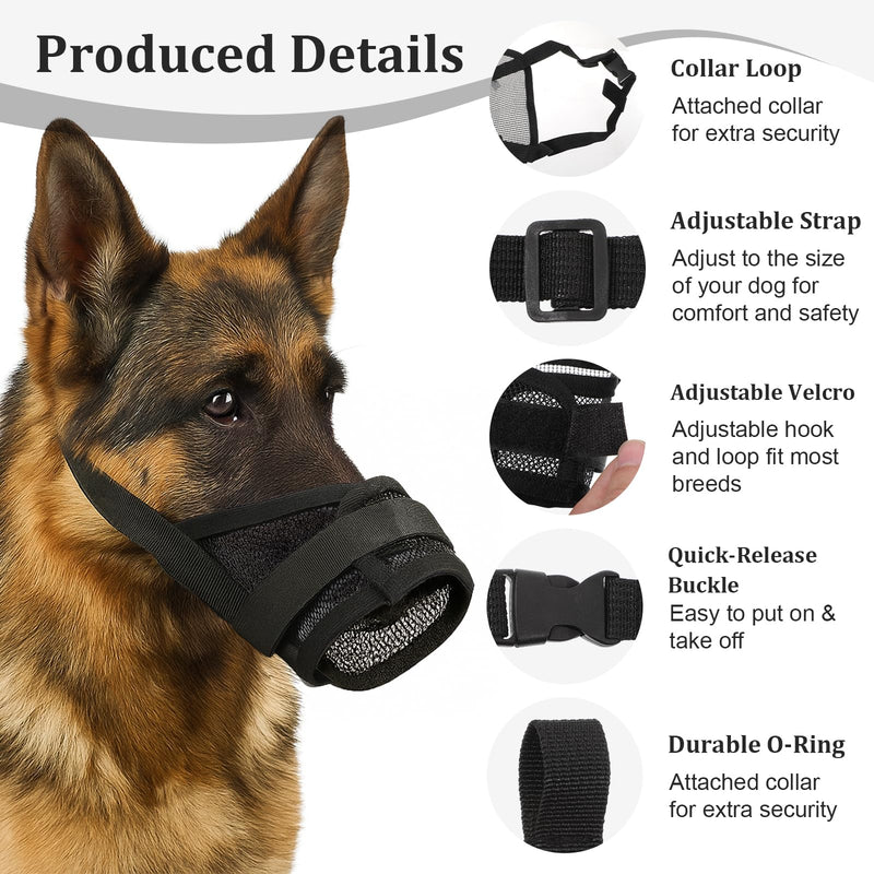 Dog Muzzle Air Mesh Muzzles Soft Cotton Mesh Dog Muzzle Anti-Biting Adjustable Breathable Mouth Guard for Small Medium Large Dogs Biting Chewing Grooming Allow Panting Drinking - PawsPlanet Australia