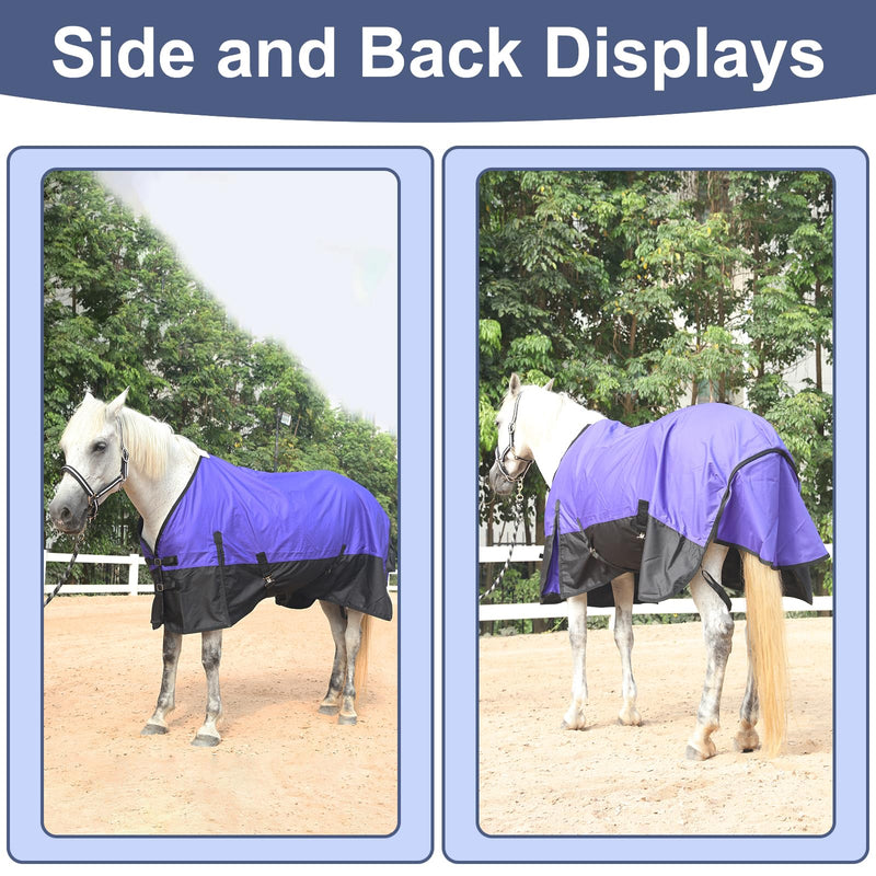 600 Denier Rip-Stop Horse Rain Sheet Lightweight Waterproof and Breathable Turnout Horse Blanket (No Fill) Violet/Black 72 72" - PawsPlanet Australia