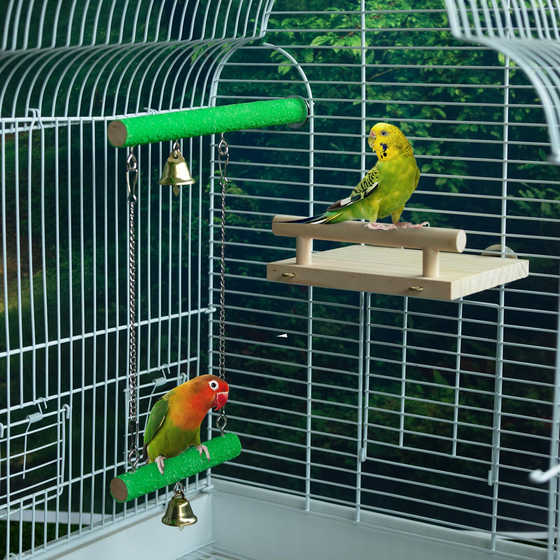 Bird Perches for Cage, Natural Wood Platform Bird Swing Bird Perch Stand Paw Grinding Stick for Parakeet Cockatiels Lovebirds Cage Accessories Pattern 2 - PawsPlanet Australia