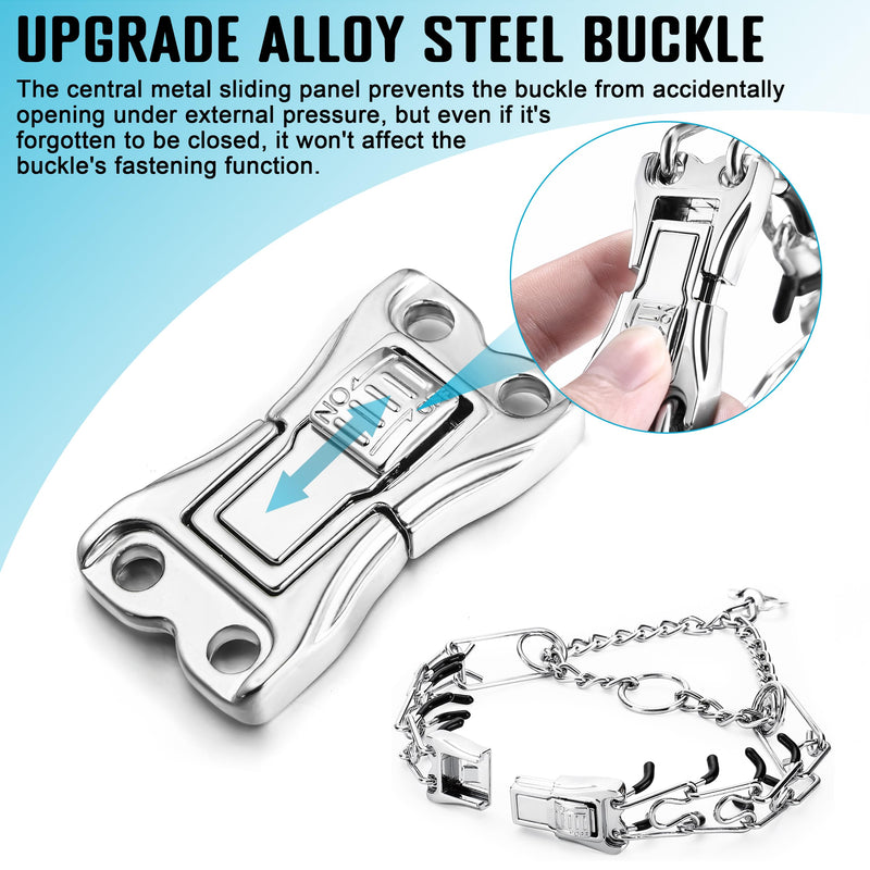 MOZETO Dog Collar, Adjustable Quick Release Stainless Steel Dog Training Collar with Metal Buckle for Small Medium Large Dogs Silver Neck Girth 16.9"-22.2" - PawsPlanet Australia