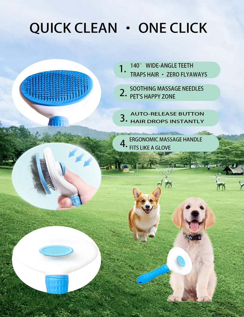 6ps Dog Cat Brush Grooming Kitf, Dog Cat Brushes, Bath Brush, Dematting Rake and Comb, Nail Clipper, Nail File, Flea Comb (Blue 6 Kits) Blue 6 Kits - PawsPlanet Australia