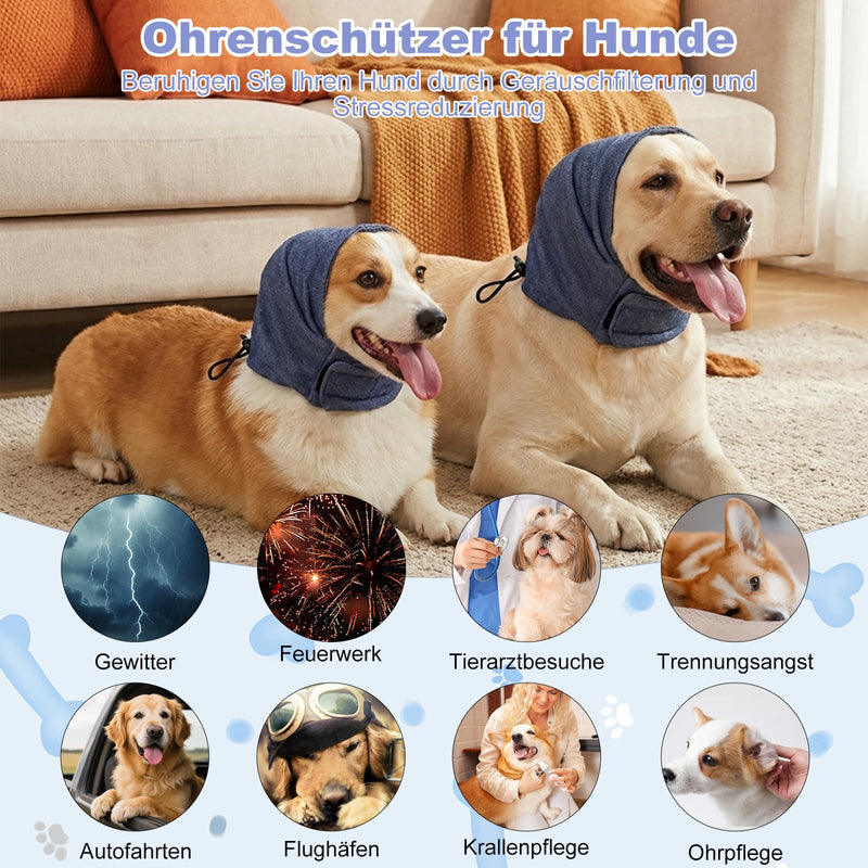 Pet Earmuffs, Adjustable Noise Protection for Dogs, dog ear defenders with Elastic Bands, dog ear cover for Noise Reduction, Calming and Anxiety Relief (Grey, S)